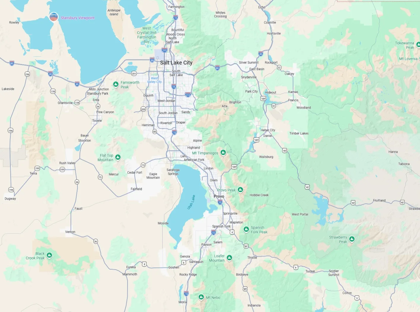 Map of Utah service areas including Salt Lake City, Orem, and Provo